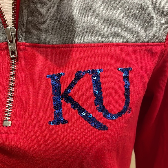 PINK VICTORIA SECRET 5TH & OCEAN KANSAS KU 1/4 ZIP SWEATSHIRT SIZE XS - Picture 3 of 10